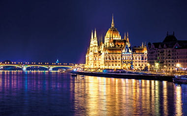 The illuminated building of the Hungarian Parliament, Budapest The illuminated building of the Hungarian Parliament, Budapest